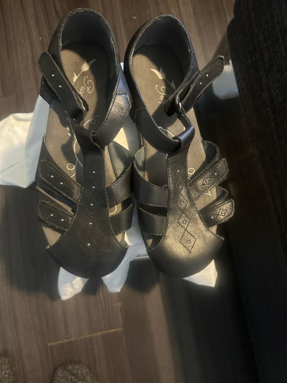 Women's Black Dress Sandals with Ankle Strap - Unknown Brand